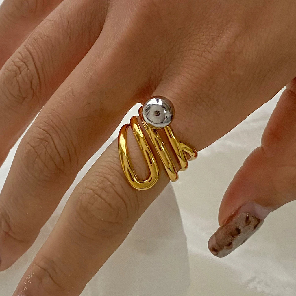 Two-Tone Steel Ball Ring — Stainless Steel · PS370