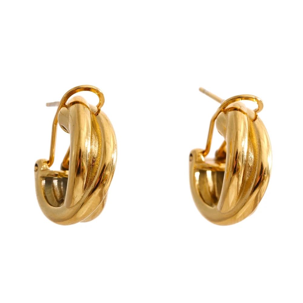 Vintage geometric earrings in gold-plated stainless steel.