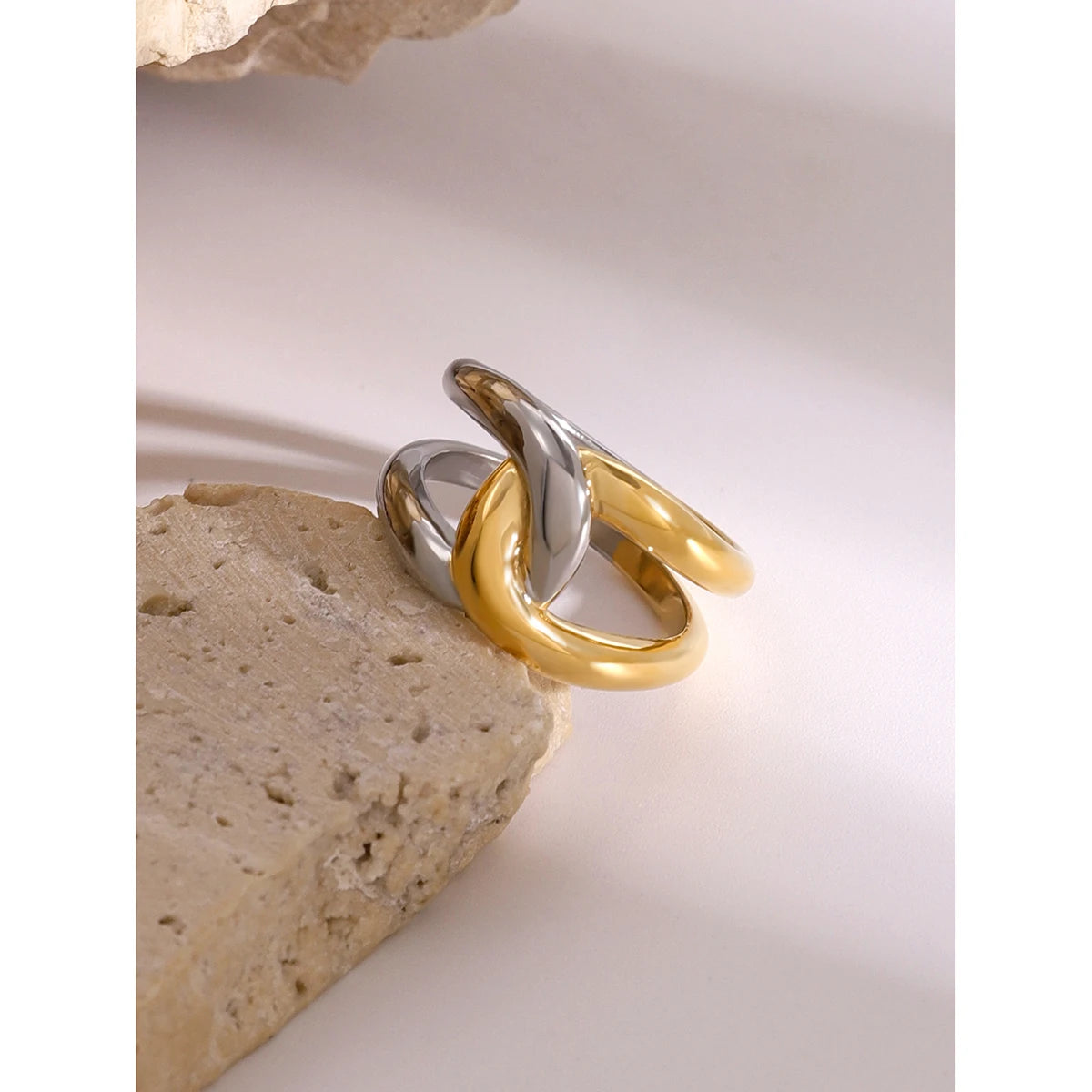 Two-Tone Knot Ring — Stainless Steel · PS271