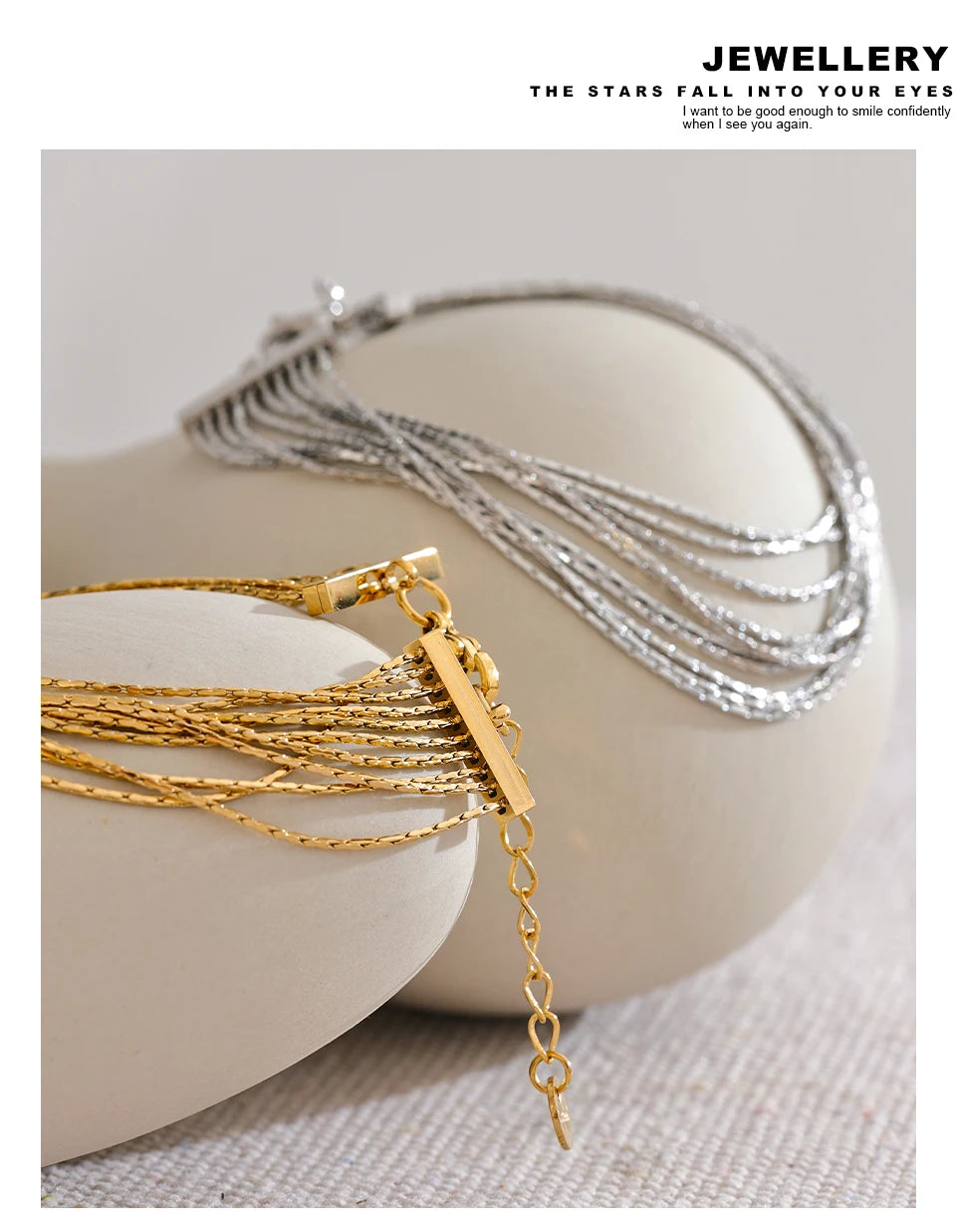 Geometric Chain Layered Bracelet — Gold-Plated Stainless Steel · PS1761