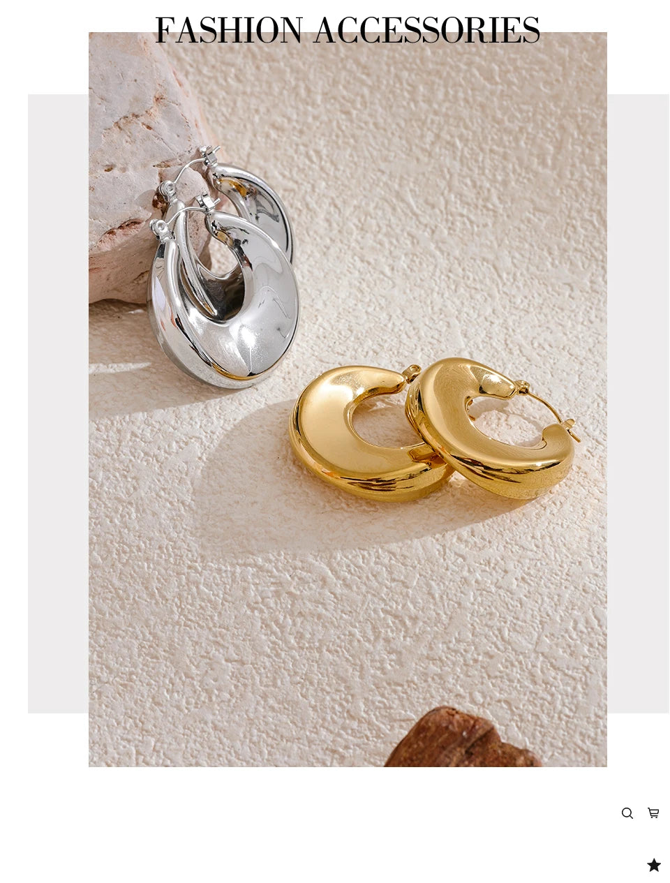 Minimalist geometric earrings in gold-plated stainless steel.