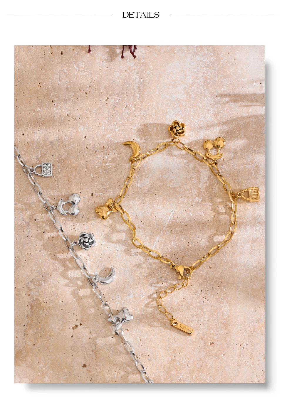 Flower Moon Geometric Bracelet — Gold-Plated Stainless Steel · PS1664