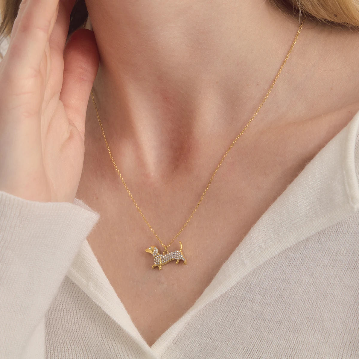 Pet Hug Pendant Necklace — Stainless Steel · PS338