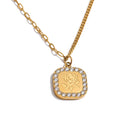 Cubic zirconia flower geometric necklace in gold-plated stainless steel with cubic zirconia.