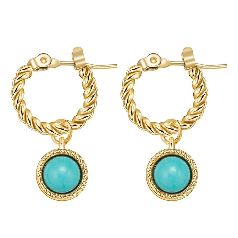 Lapis Lazuli Opal Drop Earrings — 316L Stainless Steel · PS436