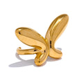 Butterfly minimalist geometric ring in 18K gold-plated 316L stainless steel.