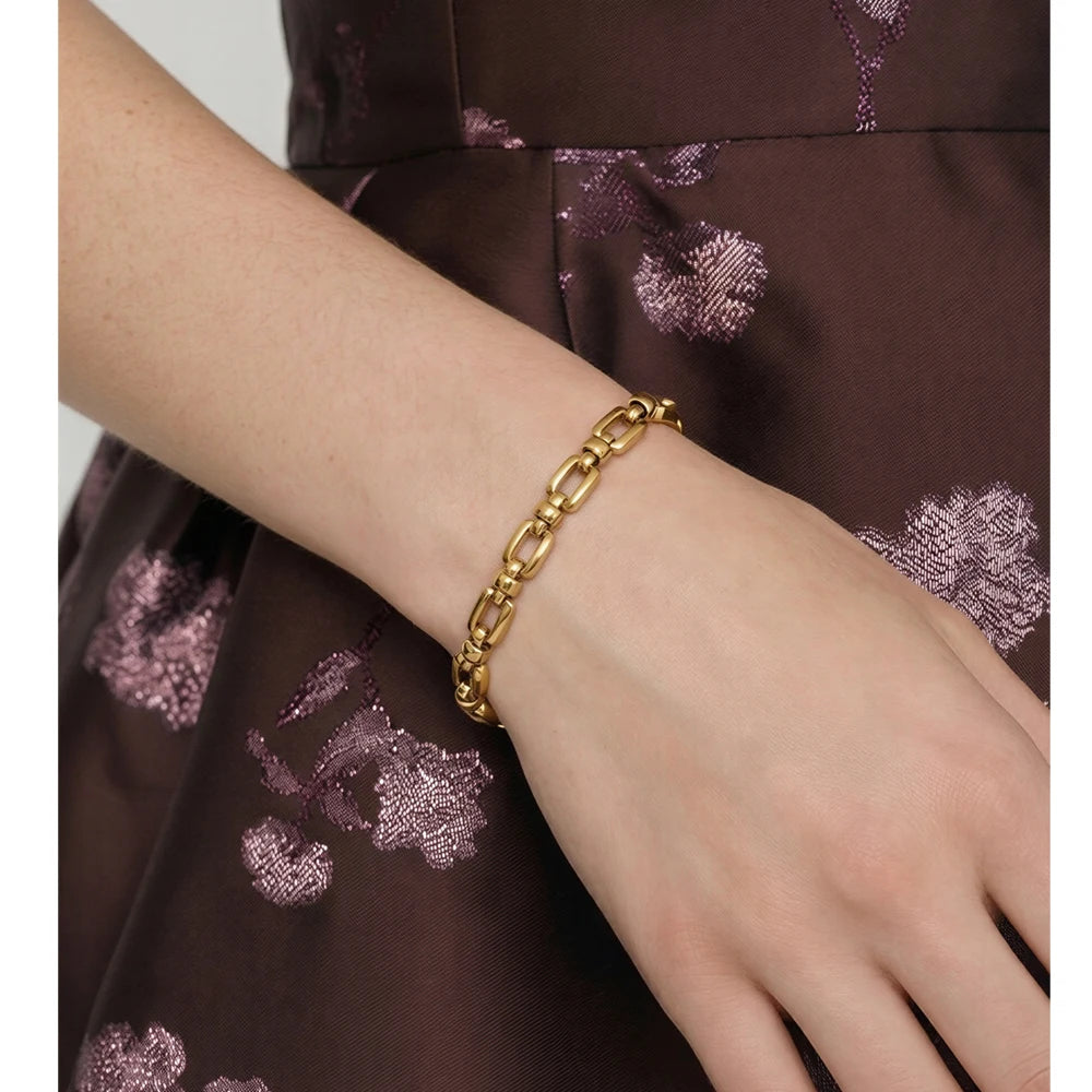 Geometric Chain Bracelet — Gold-Plated Stainless Steel · PS1629