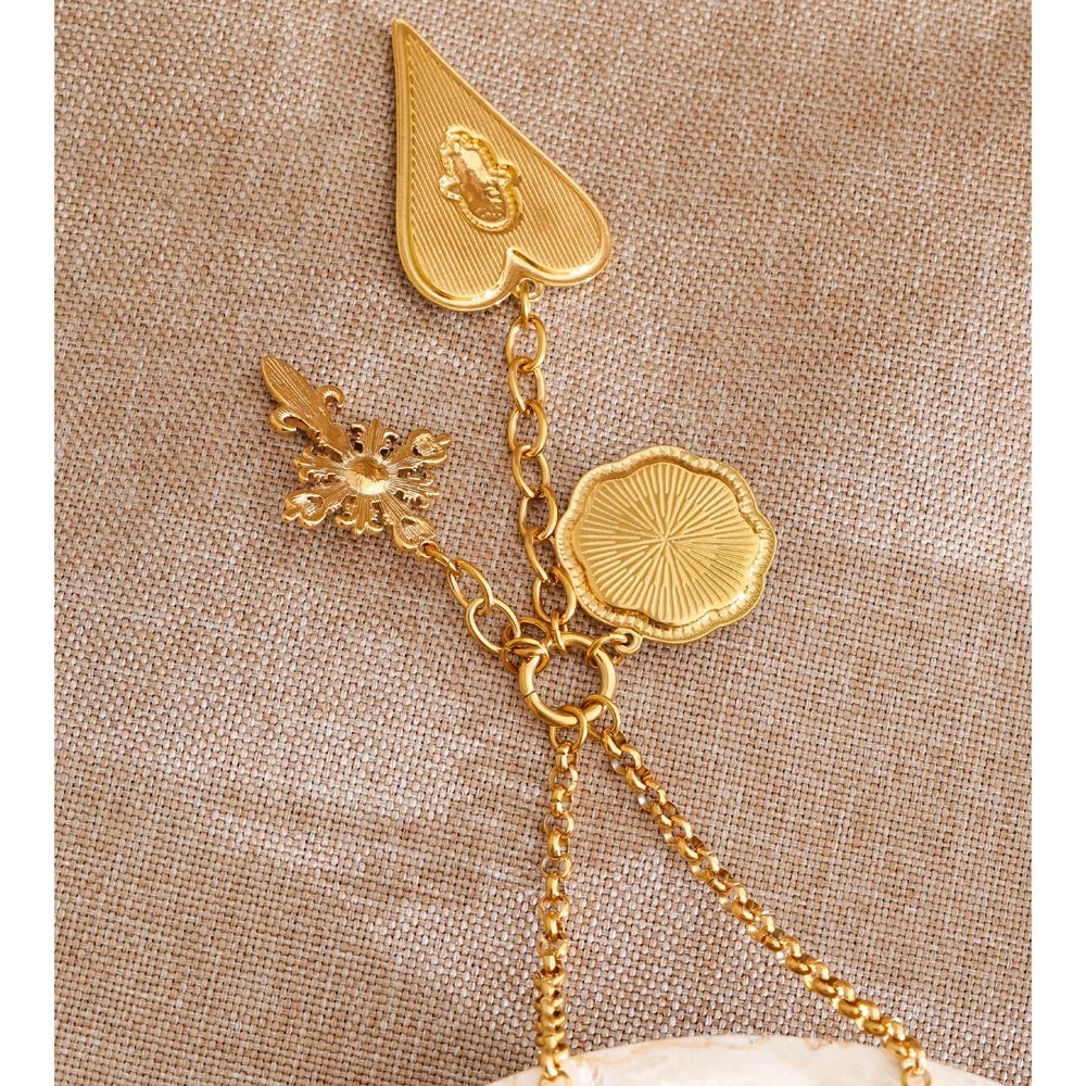 Heart cross necklace in gold-plated stainless steel.