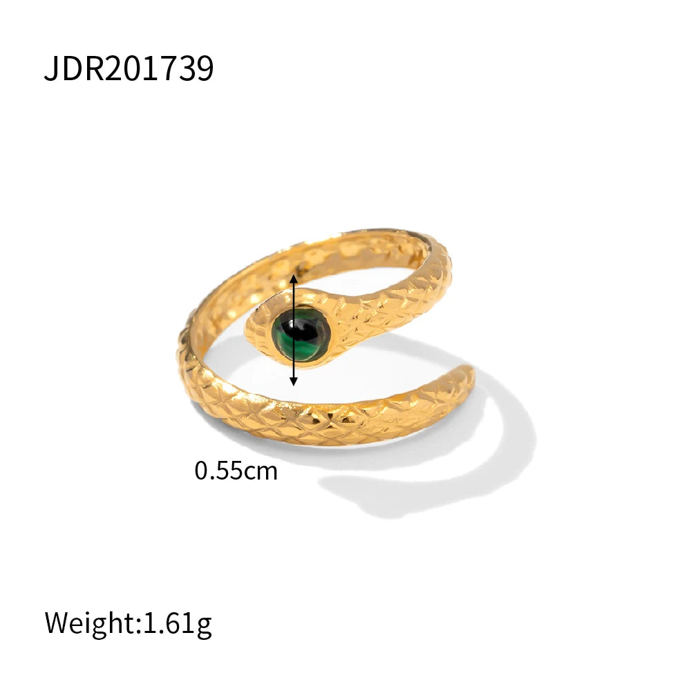 Green Turquoise Malachite Ring — Stainless Steel