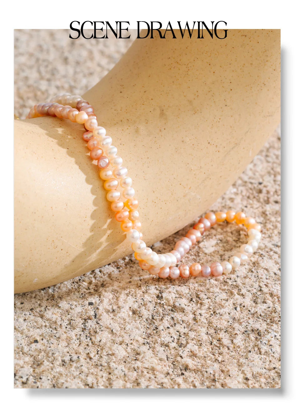 Freshwater pearl geometric necklace in gold-plated stainless steel with freshwater pearl.