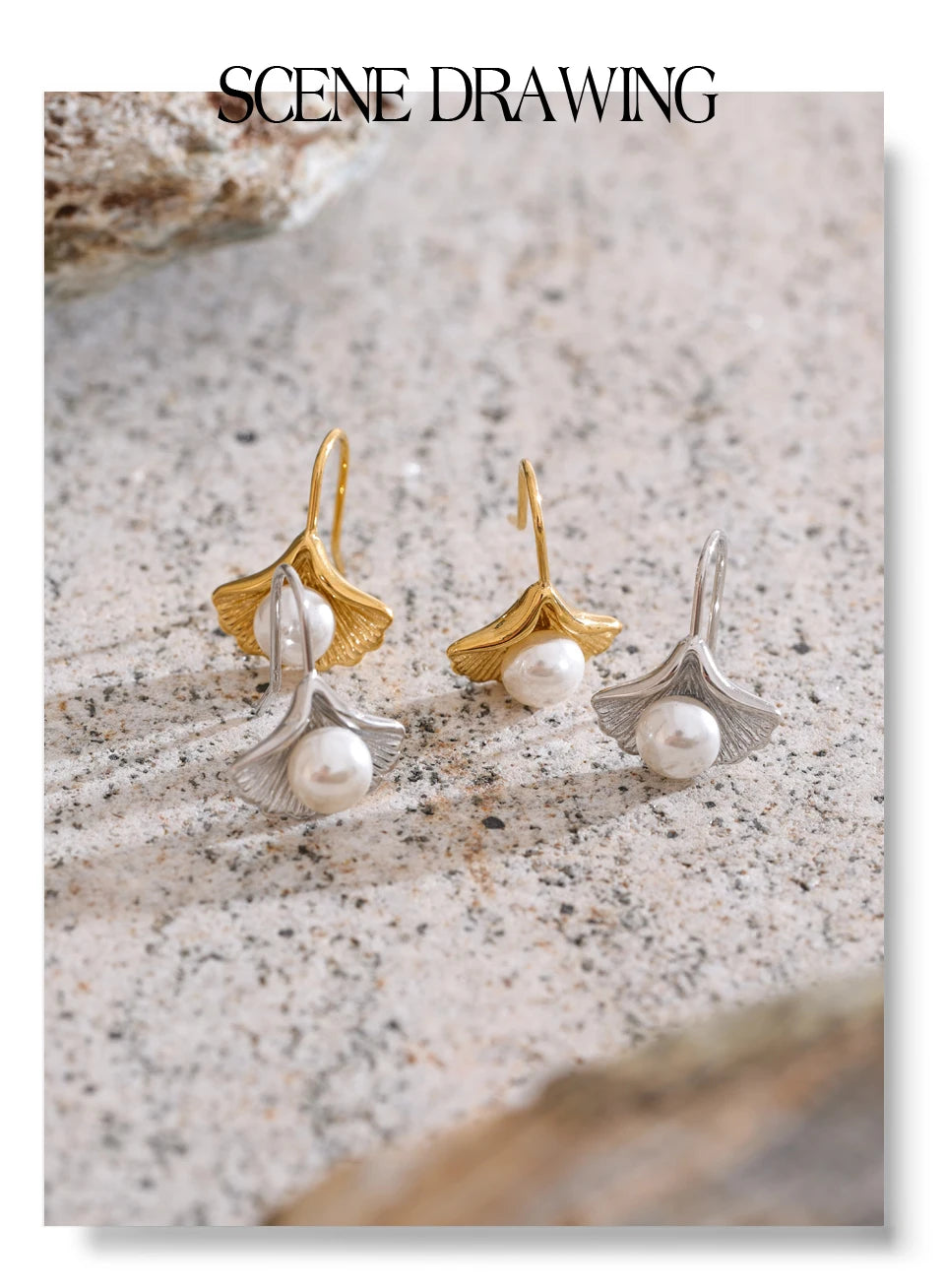 Pearl earrings in gold-plated stainless steel with pearl.