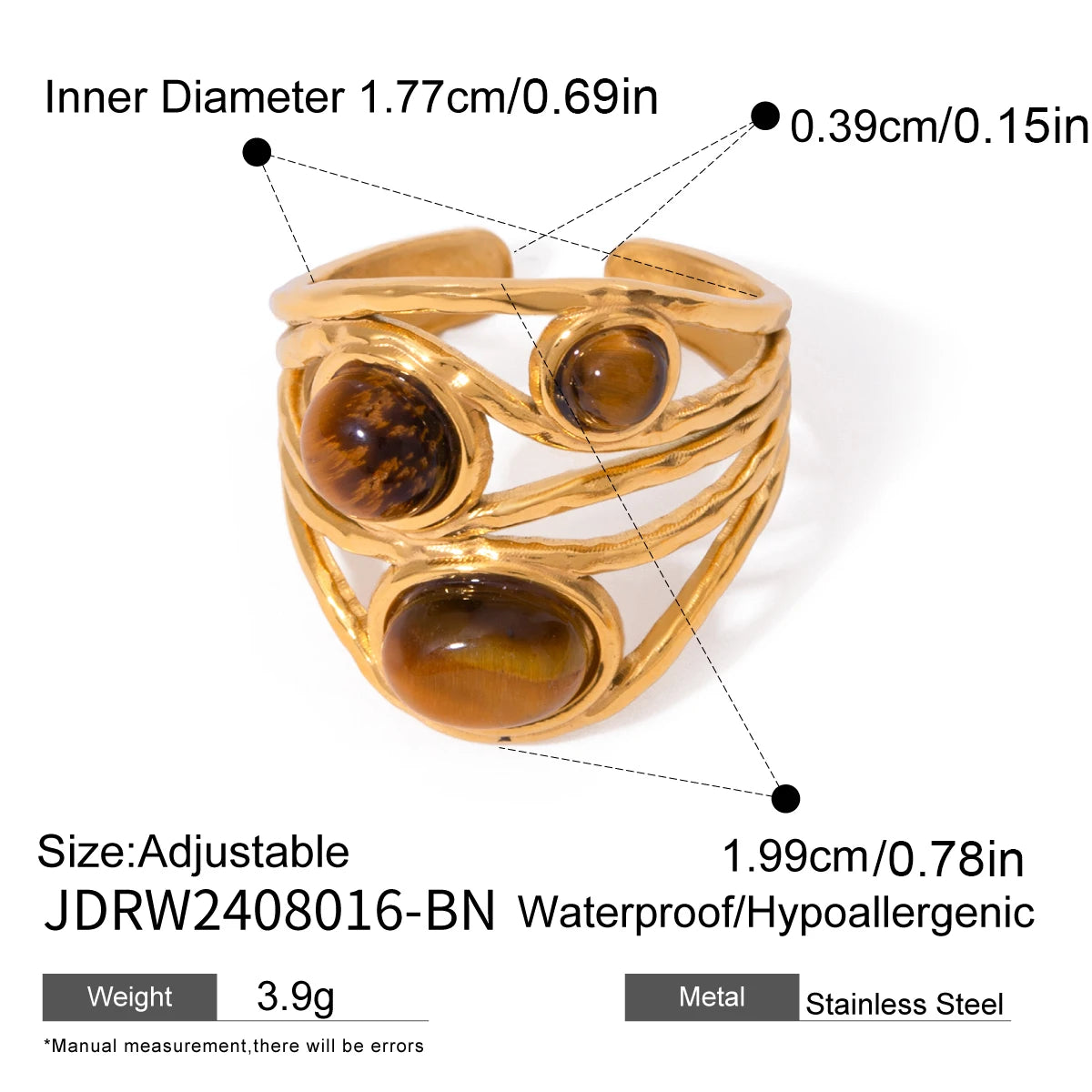 Vintage Stone Ring Stack — Stainless Steel
