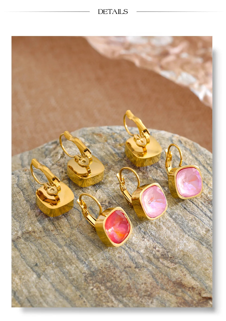 Crystal Multi-Color Geometric Earrings — Gold-Plated Stainless Steel with Crystal · PS1946