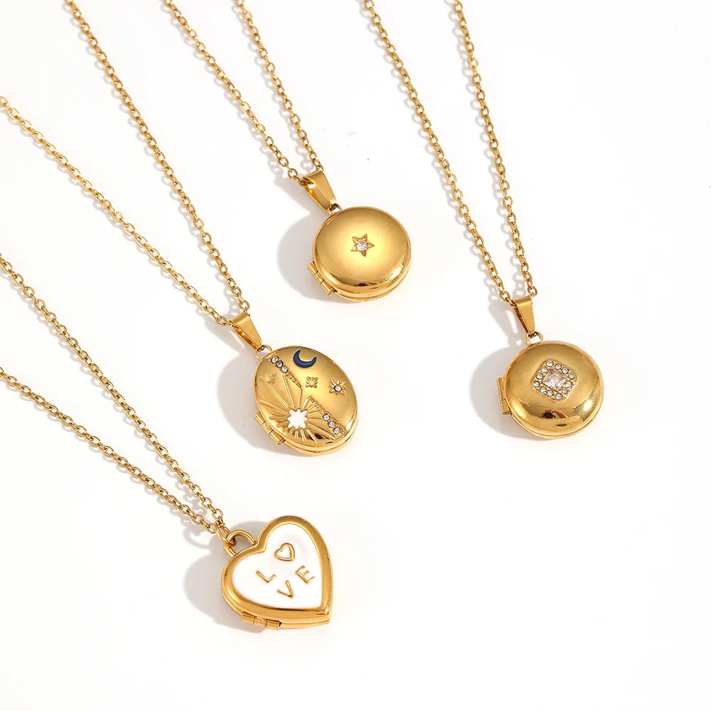 Personality Design Stainless Steel Can Be Opened And Closed Oval Photo Album necklace Valentine Gift for Her