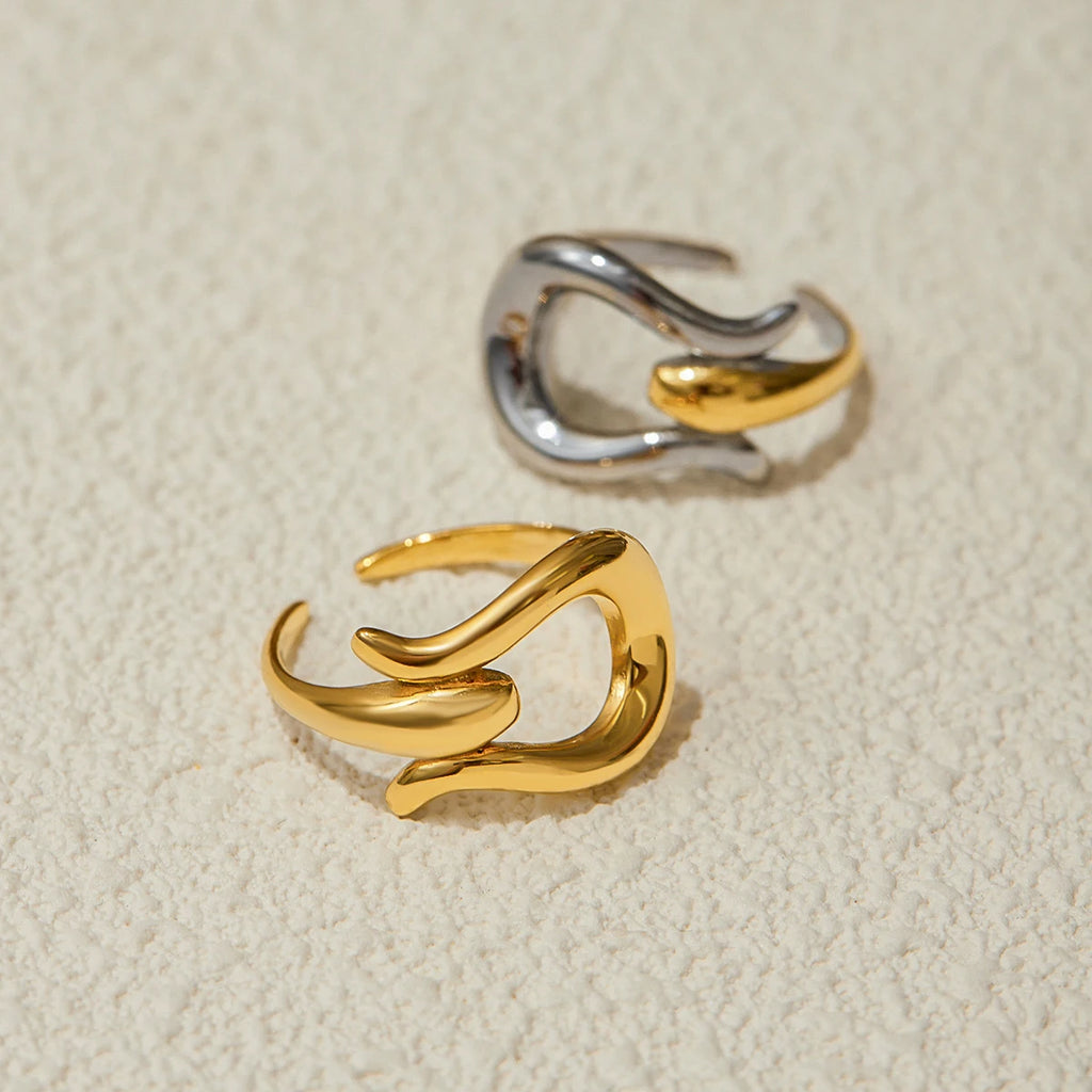 Smooth Irregular Open Ring — Stainless Steel · PS343