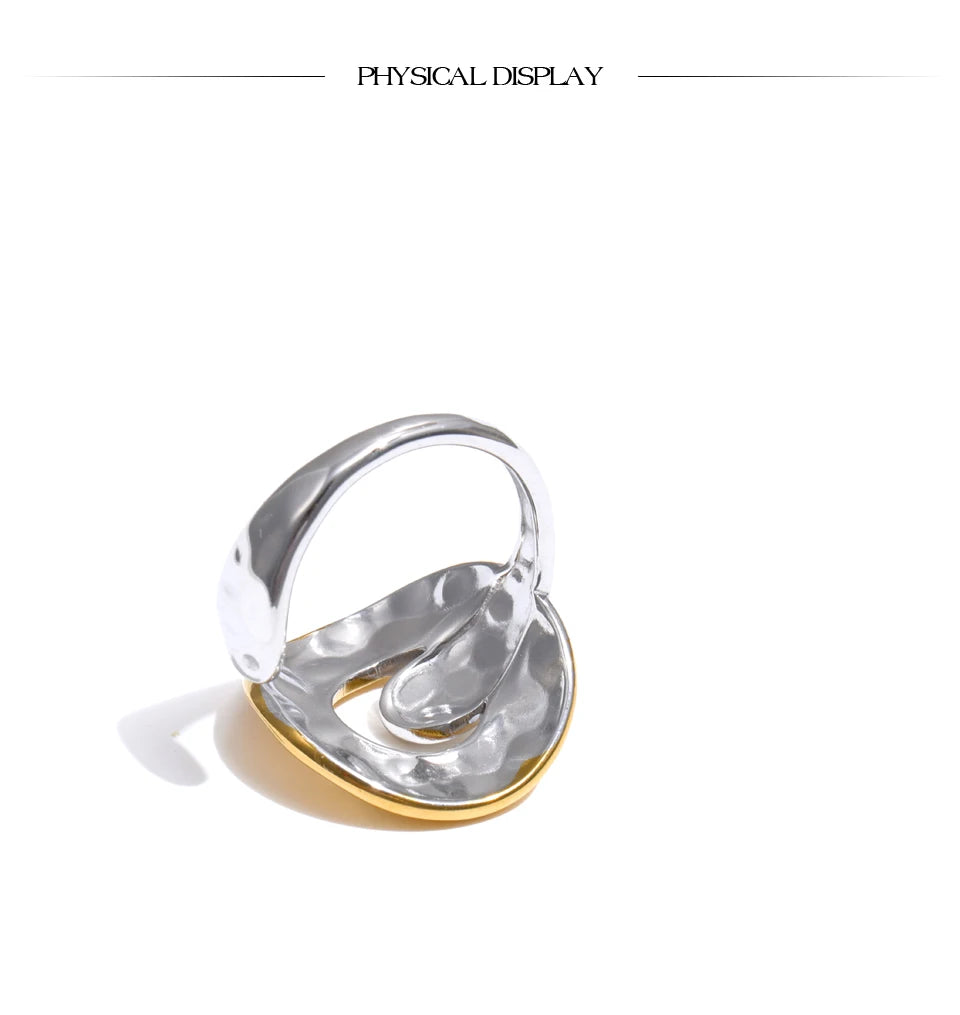 Geometric ring in 18K gold-plated stainless steel.