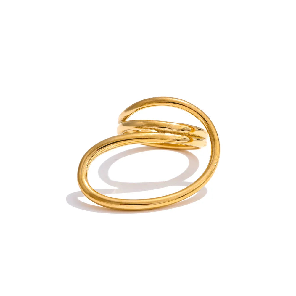 Geometric ring in 18K gold-plated stainless steel.