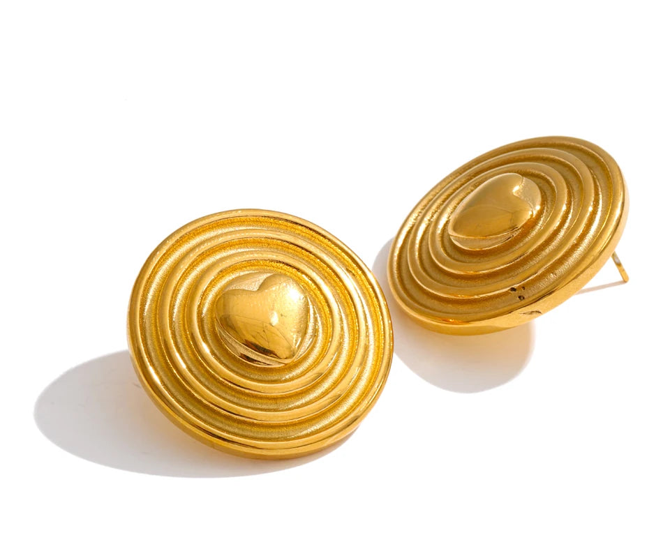Heart geometric earrings in gold-plated stainless steel.