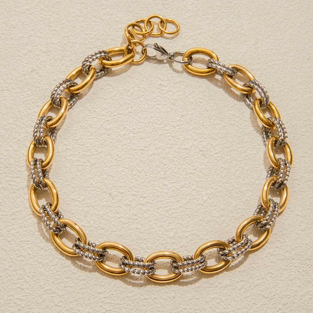 Two-Tone Chunky Chain Necklace — Stainless Steel · PS176