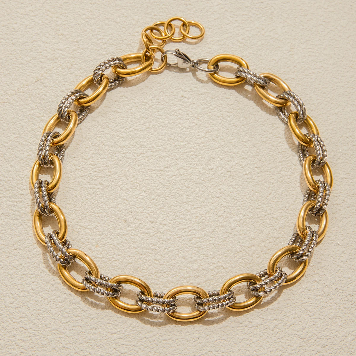 Two-Tone Chunky Chain Necklace — Stainless Steel · PS176