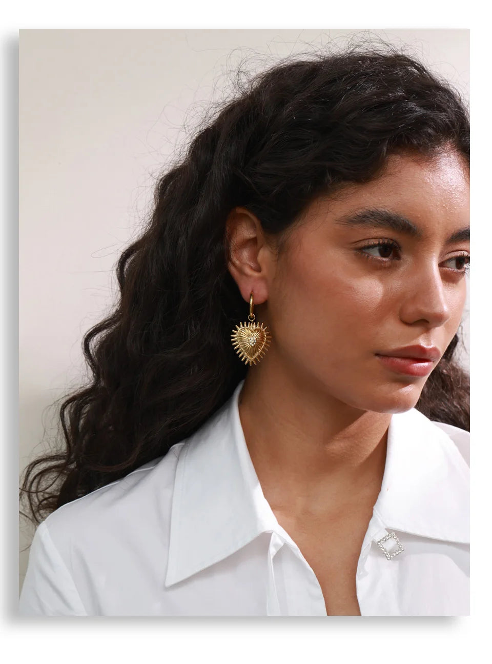 Cubic Zirconia Heart Earrings — Gold-Plated Stainless Steel with Cubic Zirconia · PS1622