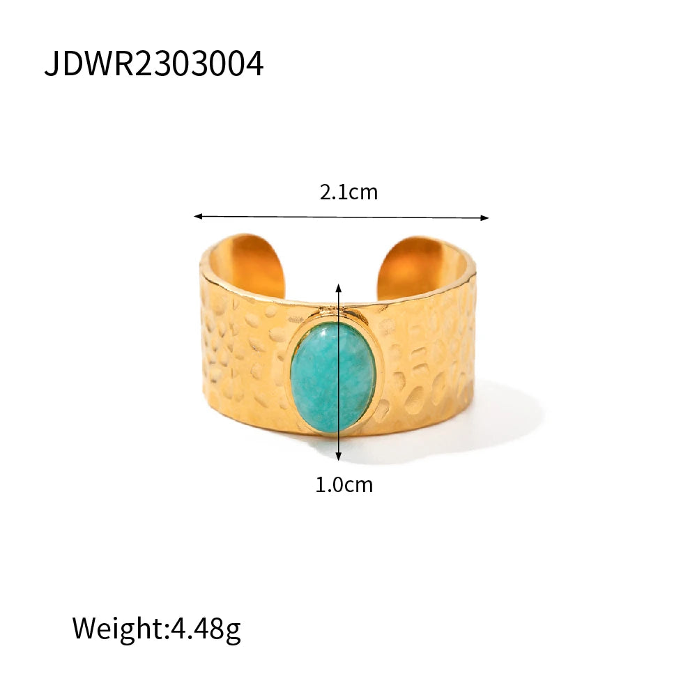 Green Turquoise Malachite Ring — Stainless Steel · PS310