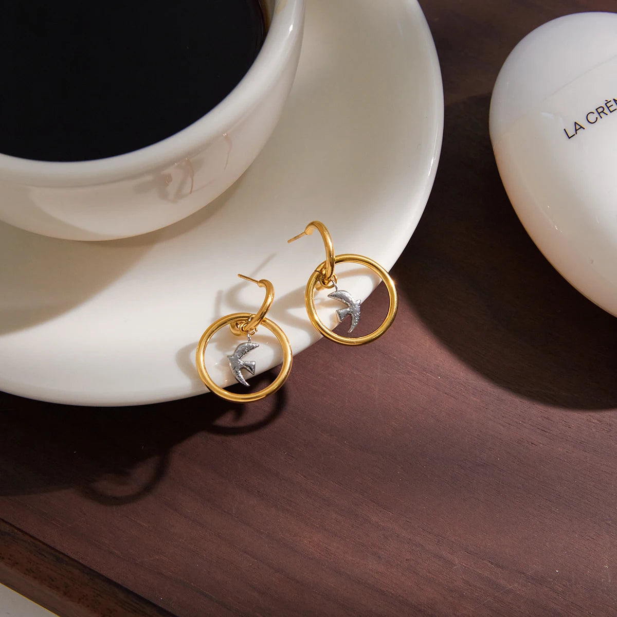 Star Hoop Drop Earrings — Stainless Steel · PS110