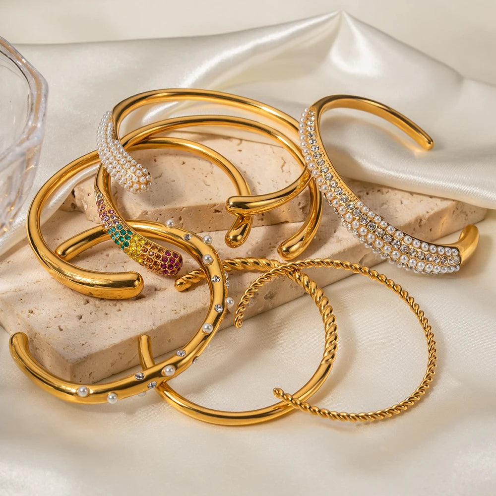 Wide Cuff Open Bracelet — Stainless Steel · PS380