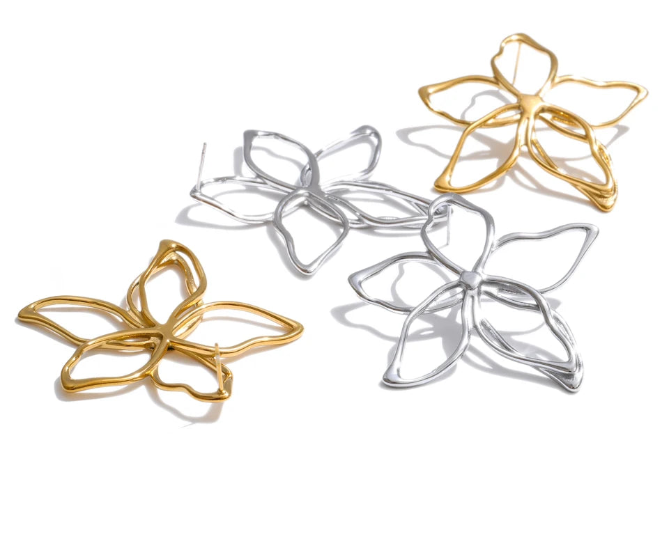 Flower Earrings — Gold-Plated Stainless Steel · PS1533