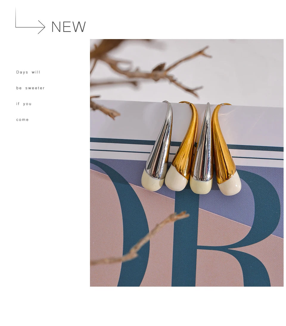 Enamel Geometric Earrings — Gold-Plated 316L Stainless Steel with Enamel · PS1605