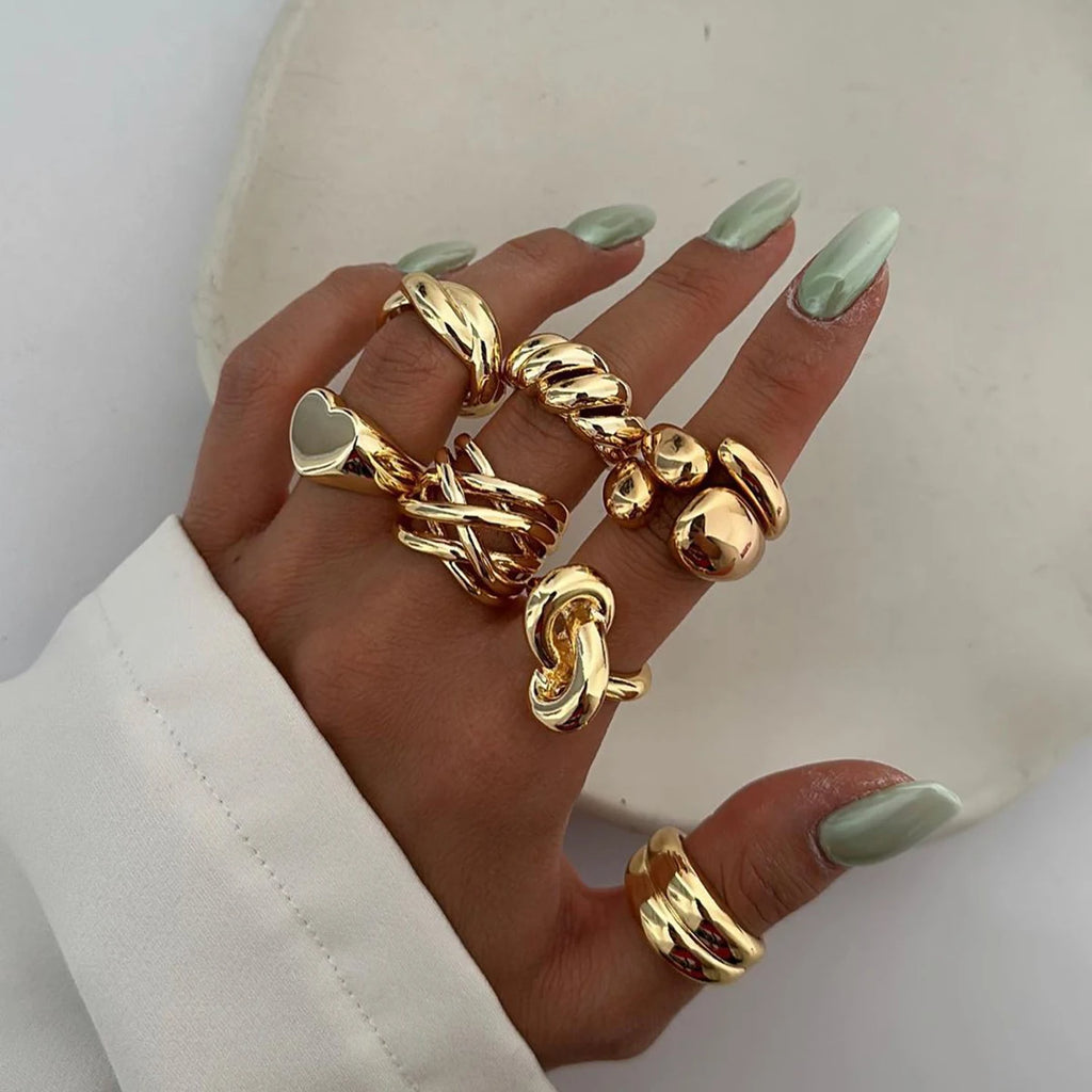 Chunky Statement Ring Stack — Stainless Steel · PS263