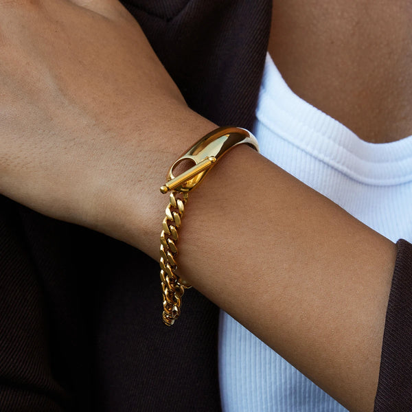 Toggle Chain Cuff Bracelet — Stainless Steel · PS046