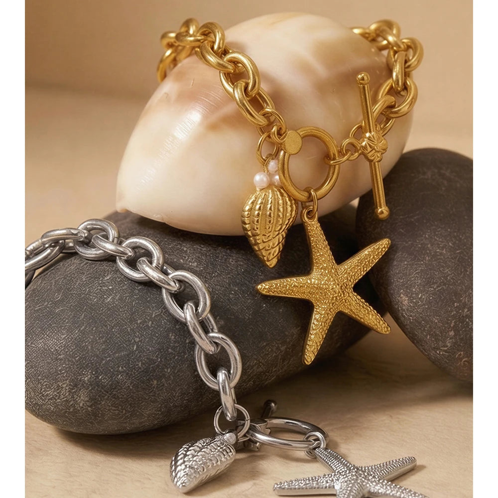 Star Geometric Bracelet — Gold-Plated Stainless Steel · PS1141