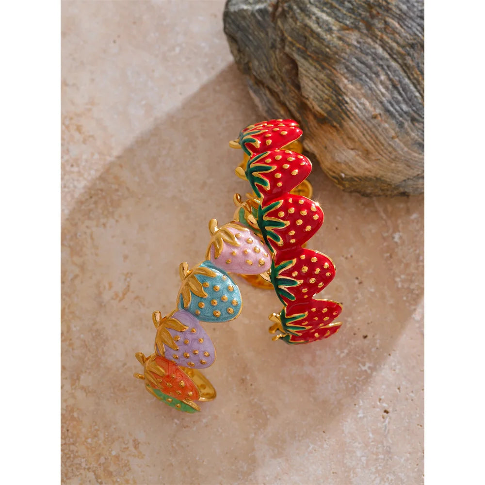 Red Enamel Multi-Color Bracelet — Gold-Plated Stainless Steel with Enamel · PS1601