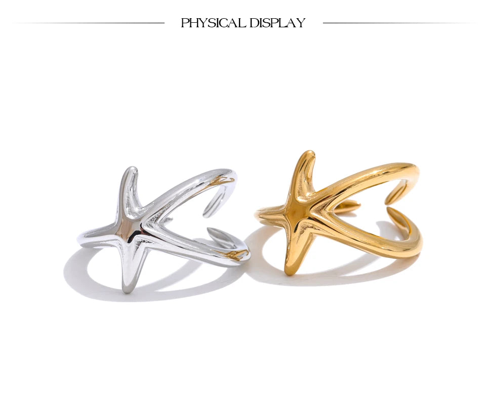 Star geometric ring in gold-plated stainless steel.