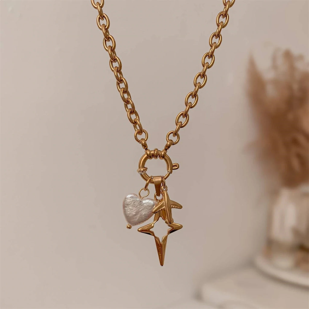 【DIY Pendant】Stainless Steel Lucky & Floral Charm Pendant - PS026