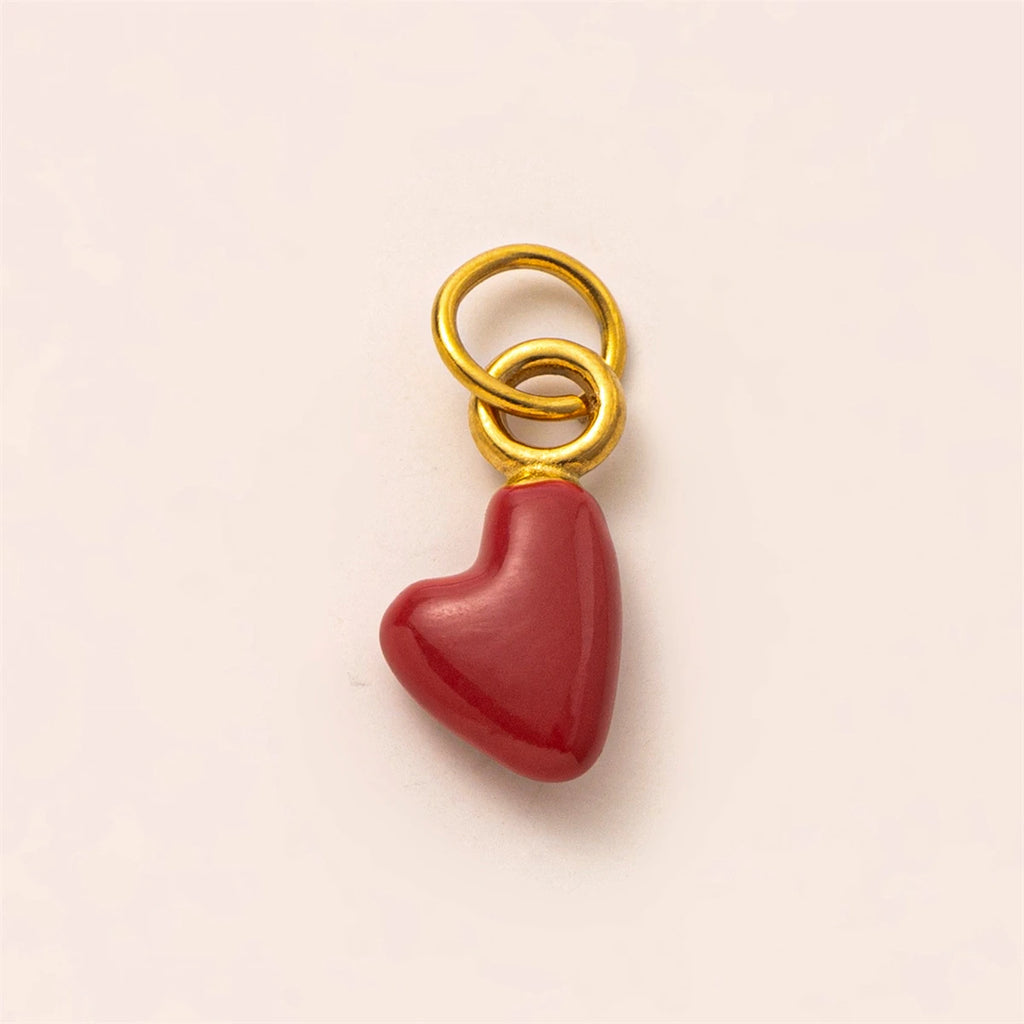 【DIY Pendant】Stainless Steel Birthstone Heart Charm Pendant - PS004