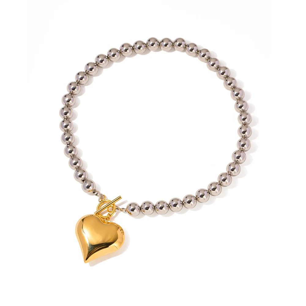 Layered Heart Necklace — Stainless Steel · PS152