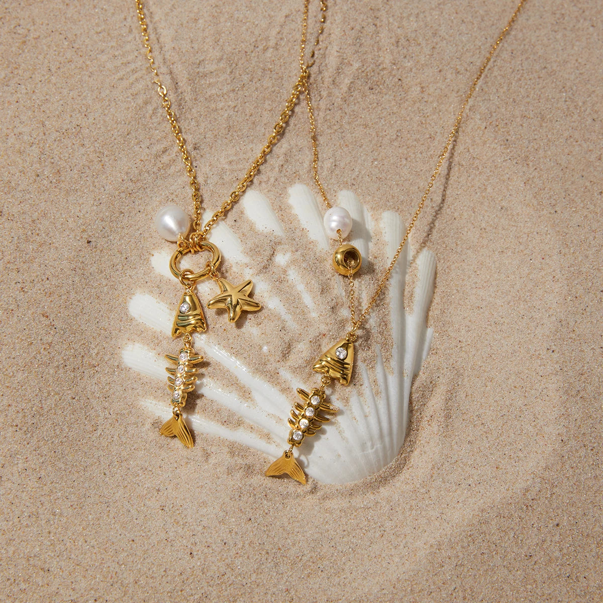 Mini Shell Charm Necklace — Stainless Steel · PS167