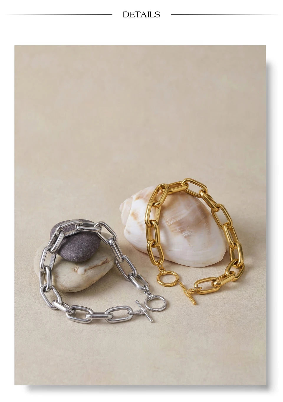 Geometric Chain Bracelet — Gold-Plated Stainless Steel · PS1157