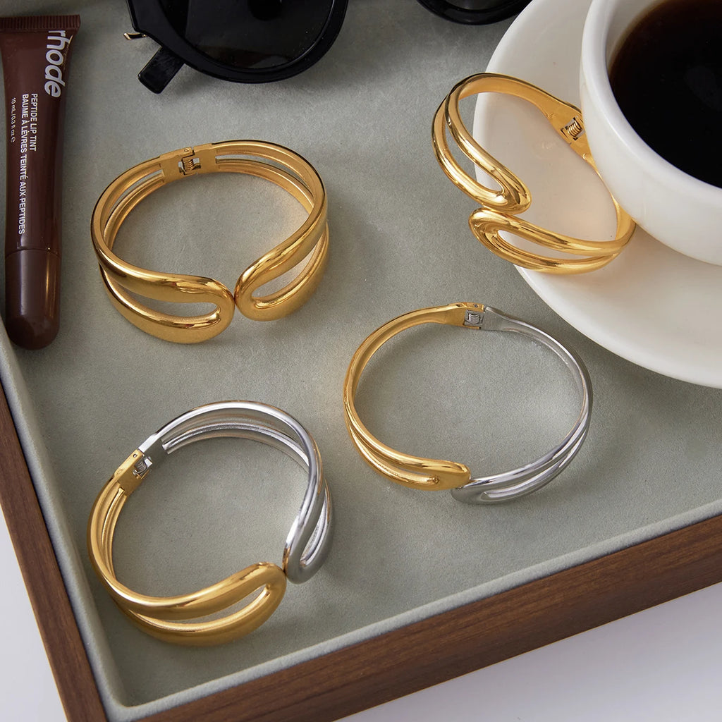 Two-Tone Hollow Line Bracelet — Stainless Steel · PS364