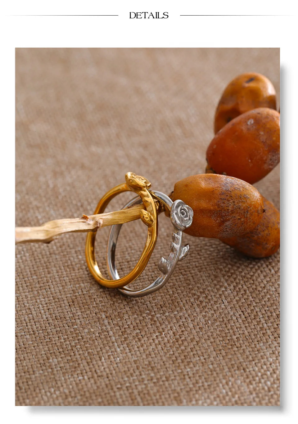 Flower geometric ring in 18K gold-plated stainless steel.