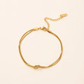 Valentine's Day Gift Titanium Steel Knot Snake Chain Bracelet Handmade Knot Herringbone Ring Plated with True Gold
