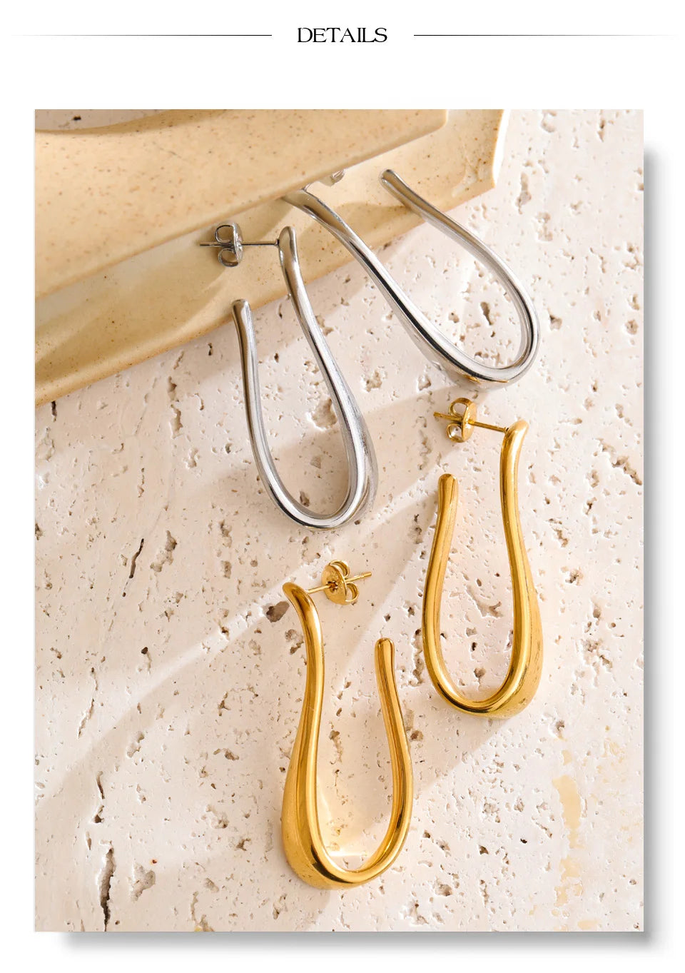 Geometric earrings in gold-plated 316L stainless steel.