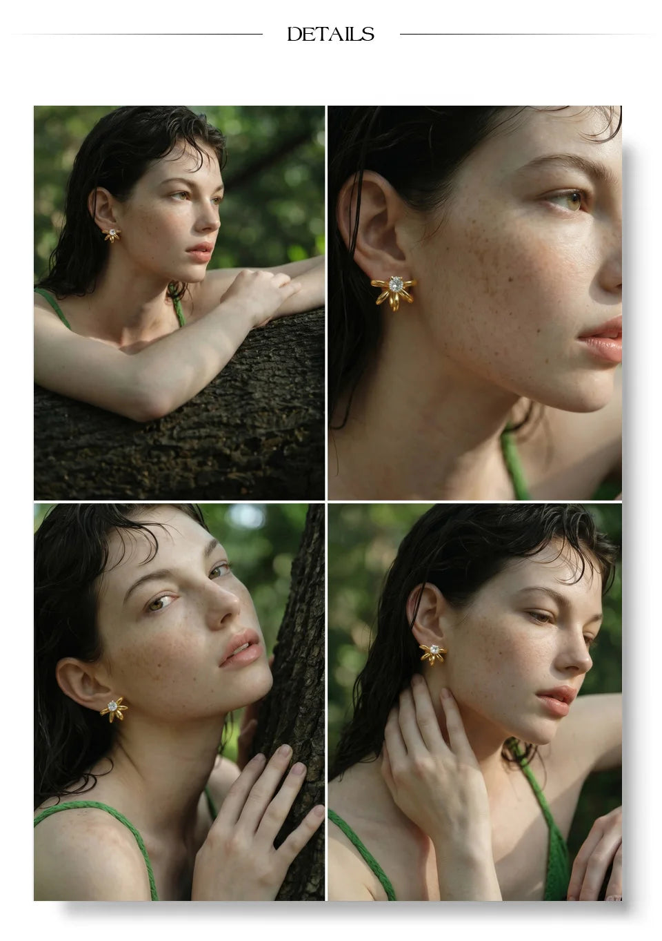 Cubic Zirconia Geometric Earrings — Gold-Plated Stainless Steel with Cubic Zirconia · PS1425