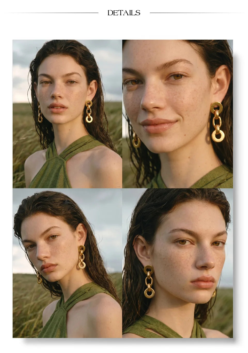 Shell natural stone geometric earrings in gold-plated stainless steel with natural stone and shell.