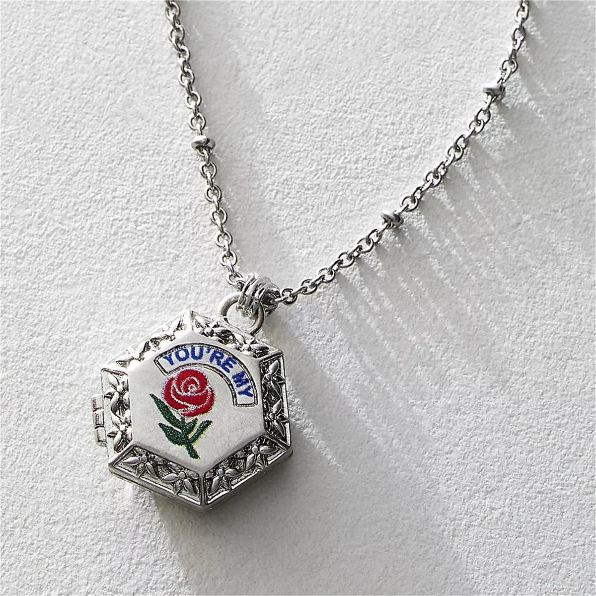 New trendy and personalized Y2K style necklace, women's photo album, moon rose drop oil necklace
