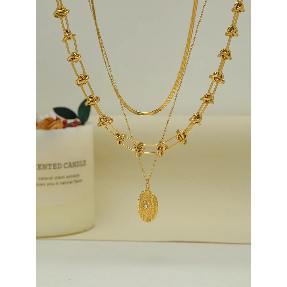 Vintage Chain Snake Chain Choker Layered Necklace — 316L Stainless Steel · PS408