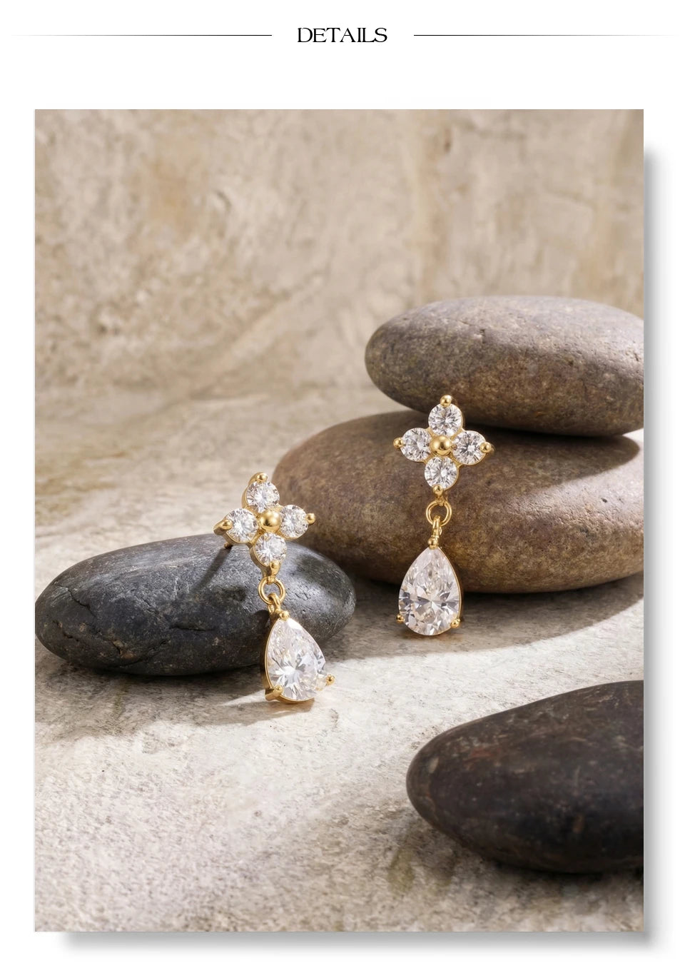 Cubic Zirconia Flower Earrings — Gold-Plated Stainless Steel with Cubic Zirconia · PS1166