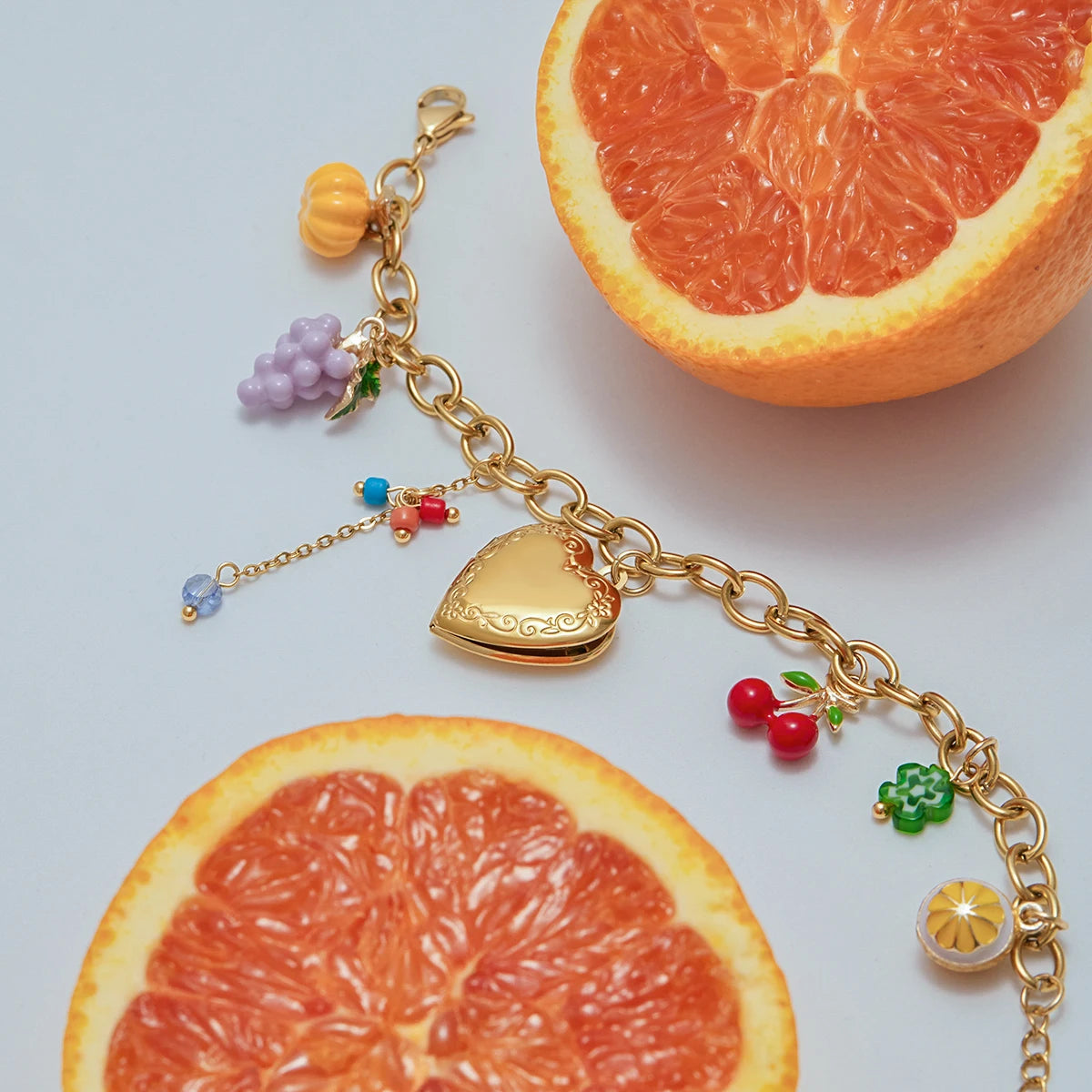 Heart Locket Charm Bracelet — Stainless Steel · PS020